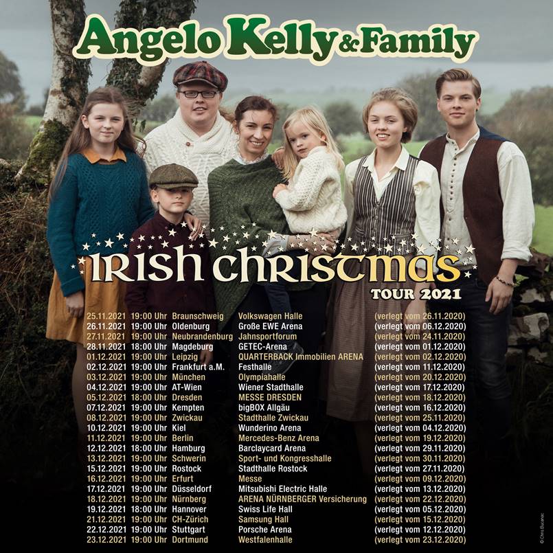 Angelo Kelly & Family – Irish Christmas 2021 (verlegt vom 30.11.2020): ABGESAGT!