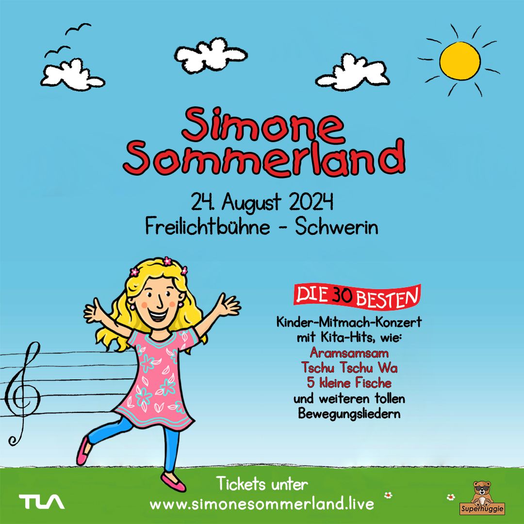 Simone Sommerland – Kinder-Mitmach-Konzert am 24.08.2024 auf der Freilichtbühne Schwerin!